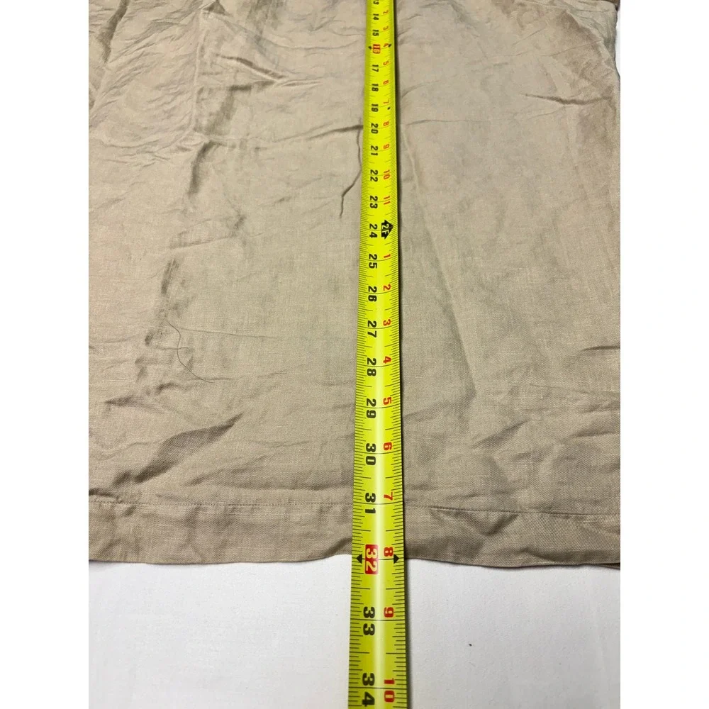 Polo Ralph Lauren‎ Linen Silk Short Sleeve Shirt Tan Khaki Mens XL Orange Pony